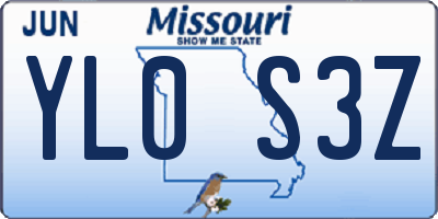MO license plate YL0S3Z