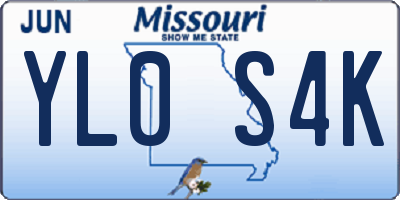 MO license plate YL0S4K
