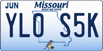 MO license plate YL0S5K