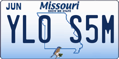MO license plate YL0S5M