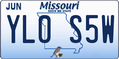 MO license plate YL0S5W