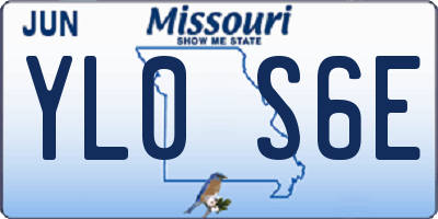 MO license plate YL0S6E