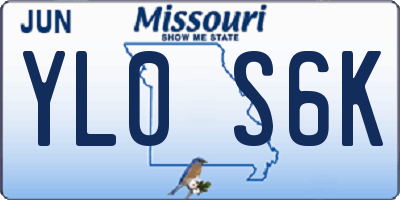 MO license plate YL0S6K