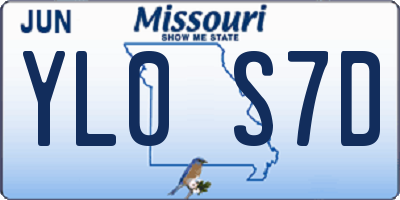 MO license plate YL0S7D