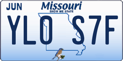 MO license plate YL0S7F