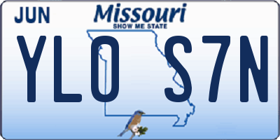 MO license plate YL0S7N