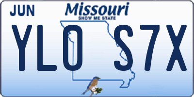 MO license plate YL0S7X