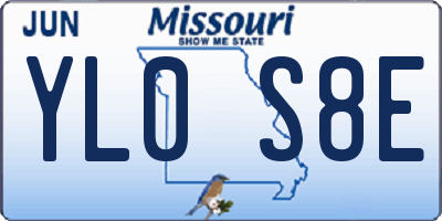 MO license plate YL0S8E