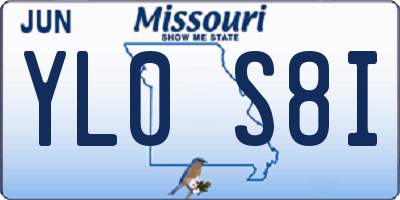 MO license plate YL0S8I