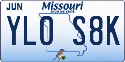 MO license plate YL0S8K