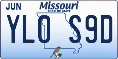 MO license plate YL0S9D