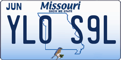 MO license plate YL0S9L