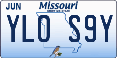 MO license plate YL0S9Y