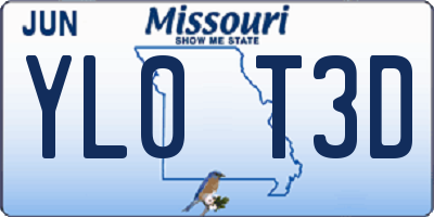 MO license plate YL0T3D