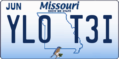 MO license plate YL0T3I