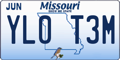 MO license plate YL0T3M