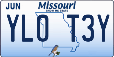 MO license plate YL0T3Y