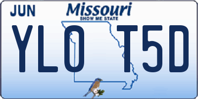 MO license plate YL0T5D