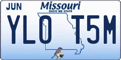 MO license plate YL0T5M