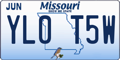 MO license plate YL0T5W