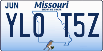 MO license plate YL0T5Z