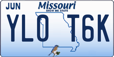 MO license plate YL0T6K