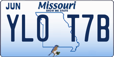 MO license plate YL0T7B