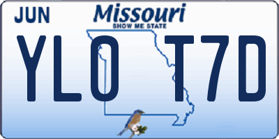 MO license plate YL0T7D