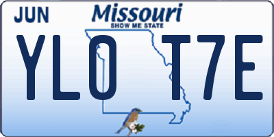 MO license plate YL0T7E