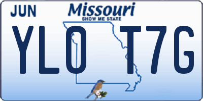 MO license plate YL0T7G