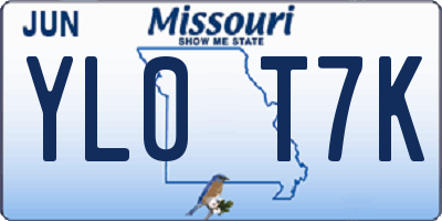 MO license plate YL0T7K