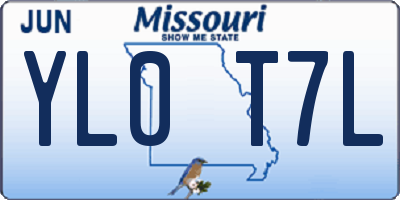 MO license plate YL0T7L