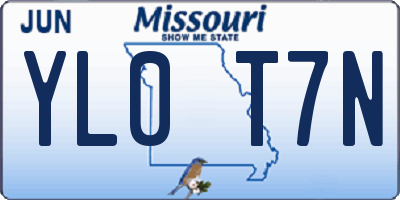 MO license plate YL0T7N