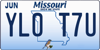 MO license plate YL0T7U