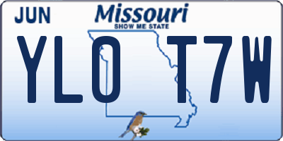 MO license plate YL0T7W
