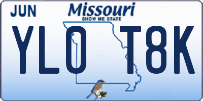 MO license plate YL0T8K