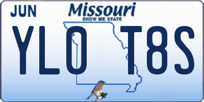 MO license plate YL0T8S
