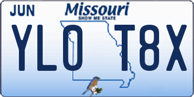 MO license plate YL0T8X