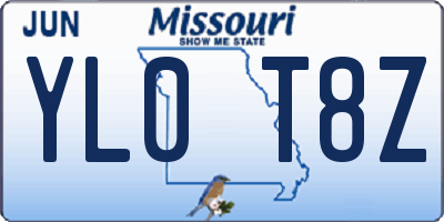 MO license plate YL0T8Z