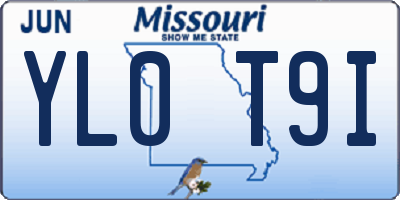 MO license plate YL0T9I