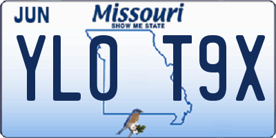 MO license plate YL0T9X