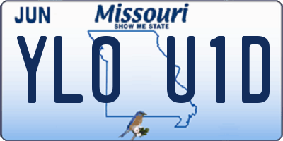 MO license plate YL0U1D