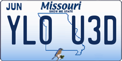 MO license plate YL0U3D