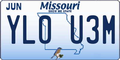 MO license plate YL0U3M