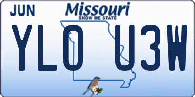 MO license plate YL0U3W