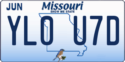 MO license plate YL0U7D