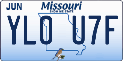MO license plate YL0U7F