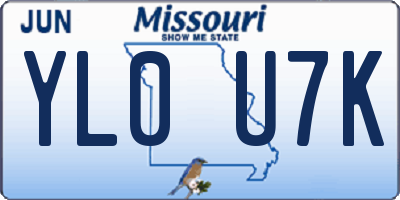 MO license plate YL0U7K