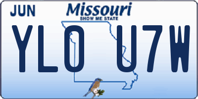 MO license plate YL0U7W