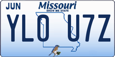 MO license plate YL0U7Z